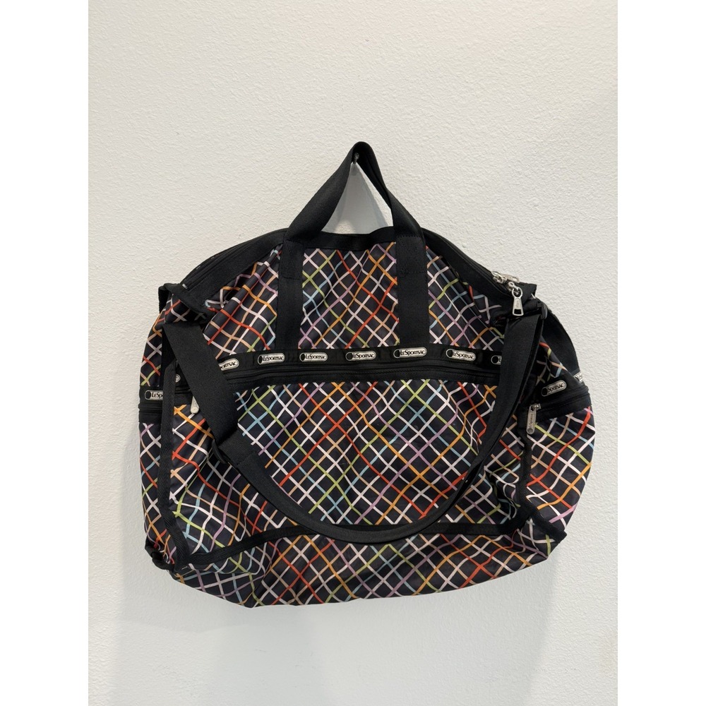 Le Sportsac Weekender Duffle Bag Travel Crossbody Workout Gym Multicolor Stripe